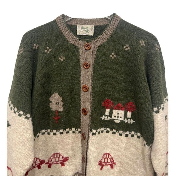 Vtg Annie Laurie Cardigan Sweater Shetland 100% Pure Wool Scotland 1980s Cottage - Picture 2 of 10